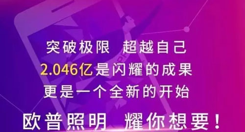 2016雙11營銷額達2.046億 歐普照明再創(chuàng)LED行業(yè)奇跡