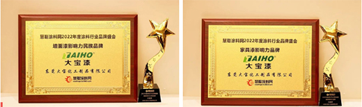 實力共鑒 | 大寶漆蟬聯“墻面漆影響力品牌”、“家具漆影響力品牌”獎項